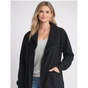 Abercrombie & Fitch Soft A&F Black Sherpa Lined Fleece Wrap Cardigan Jacket M